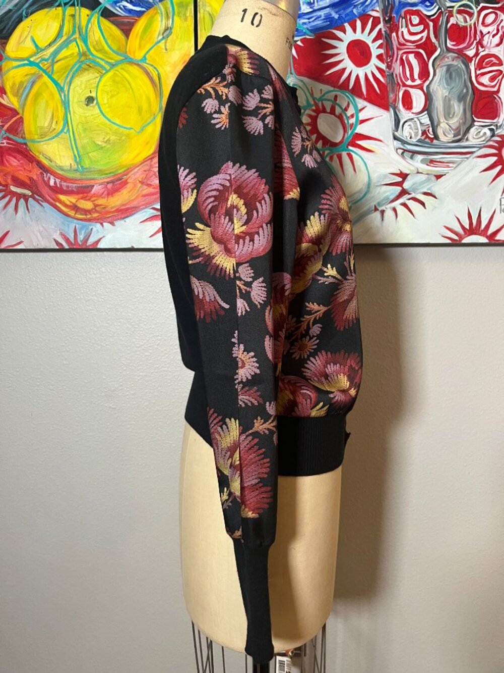 Ted Baker RAFTIN Floral Mixed Media Zip Cardigan Bomber Size S - Picture 2 of 6